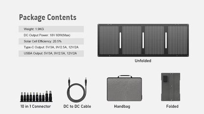 YT60 - 60W Energieffektive foldbare solpaneler